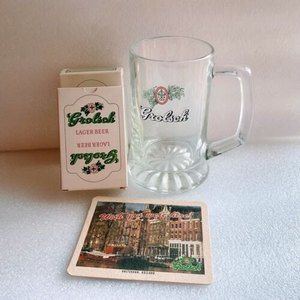 Vtg Grolsch Lager Beer Branded Product Coaster, Playing Cards 8 Oz Stein